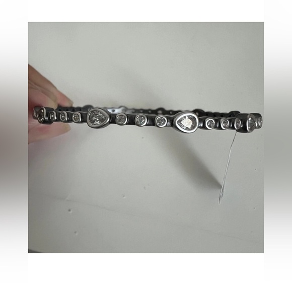 NWT freida rothman sterling silver black rhodium plated slip on bangle bracelet - Picture 6 of 8